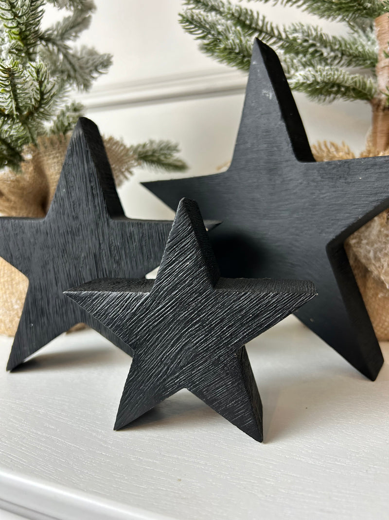 Wooden black rustic standing star 3 sizes