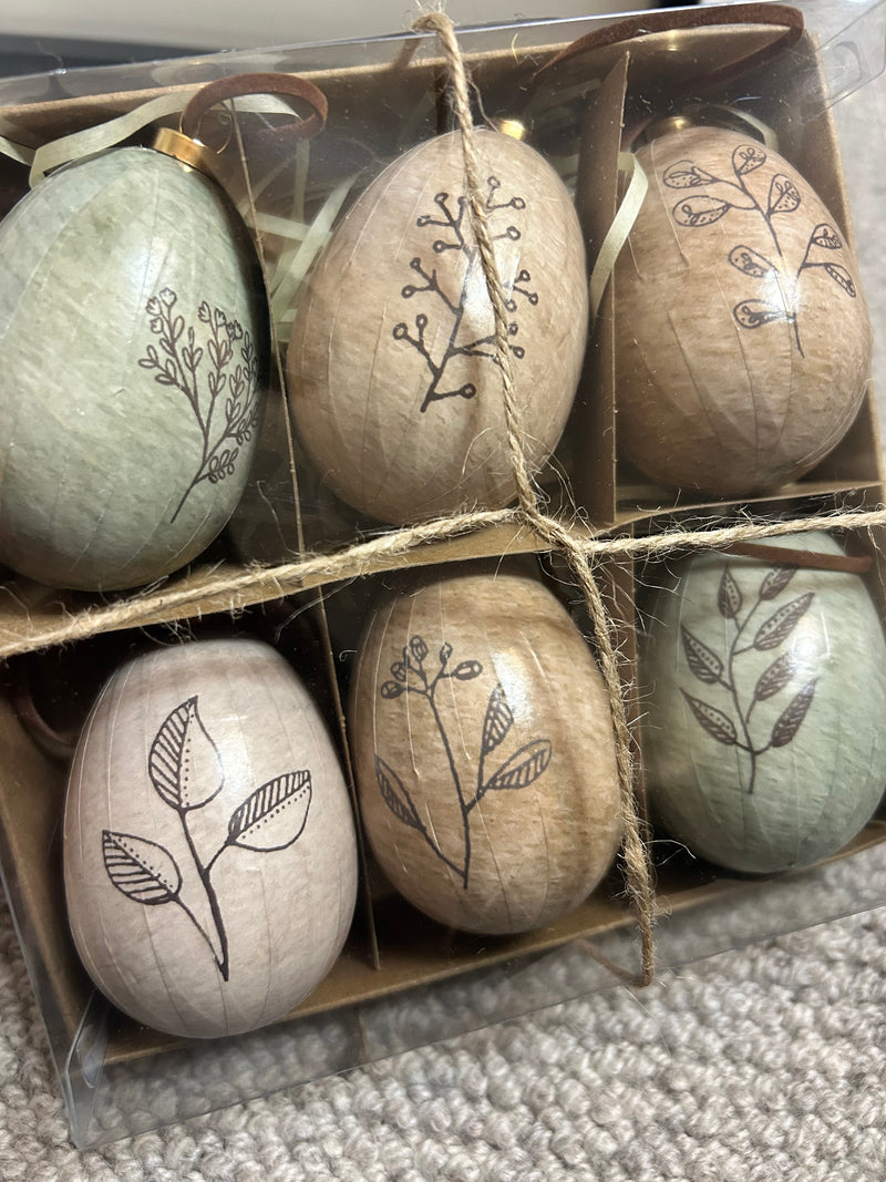 Set of 6 Easter Egg botanical Hanging Decoration