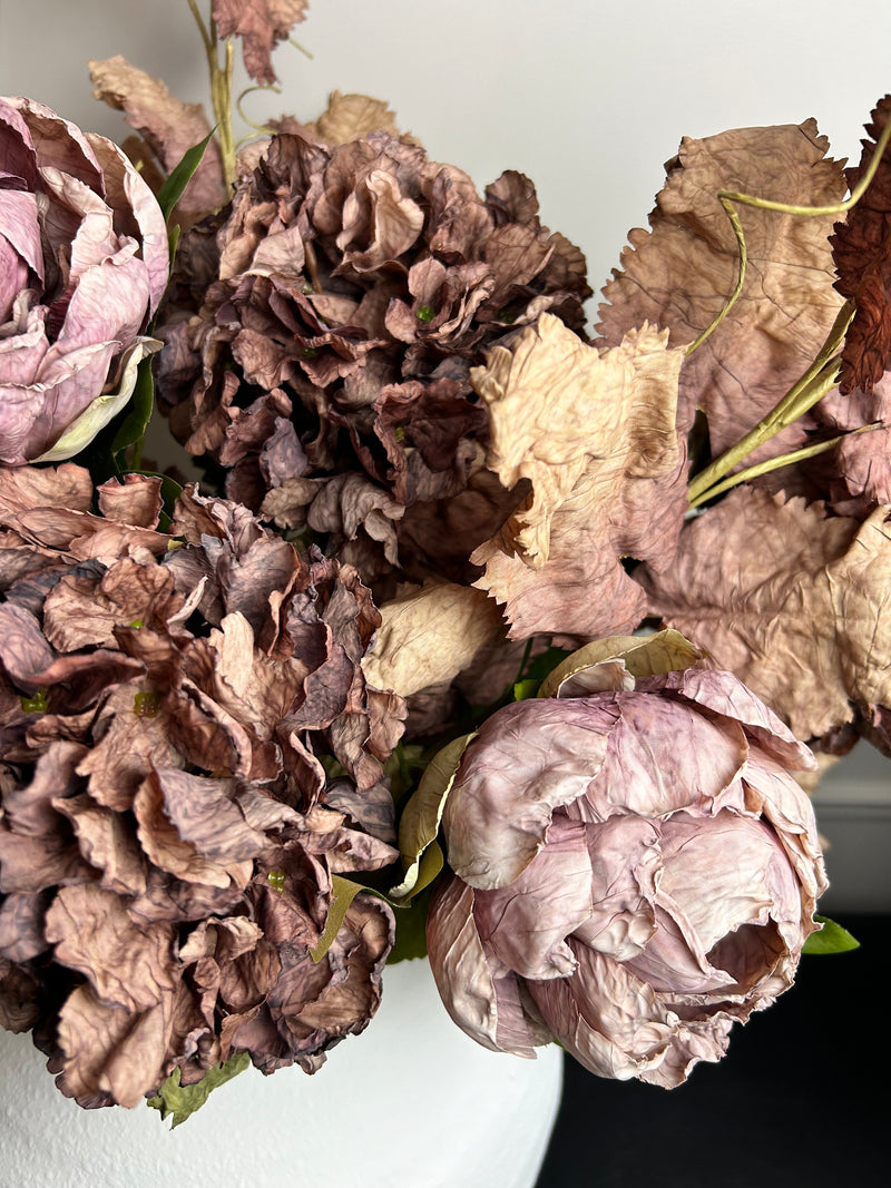 Mocha real feel ruffled hydrangea stem 52cm