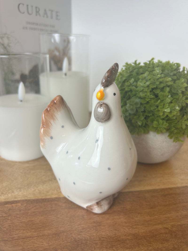 Dotty ceramic chicken 13cm