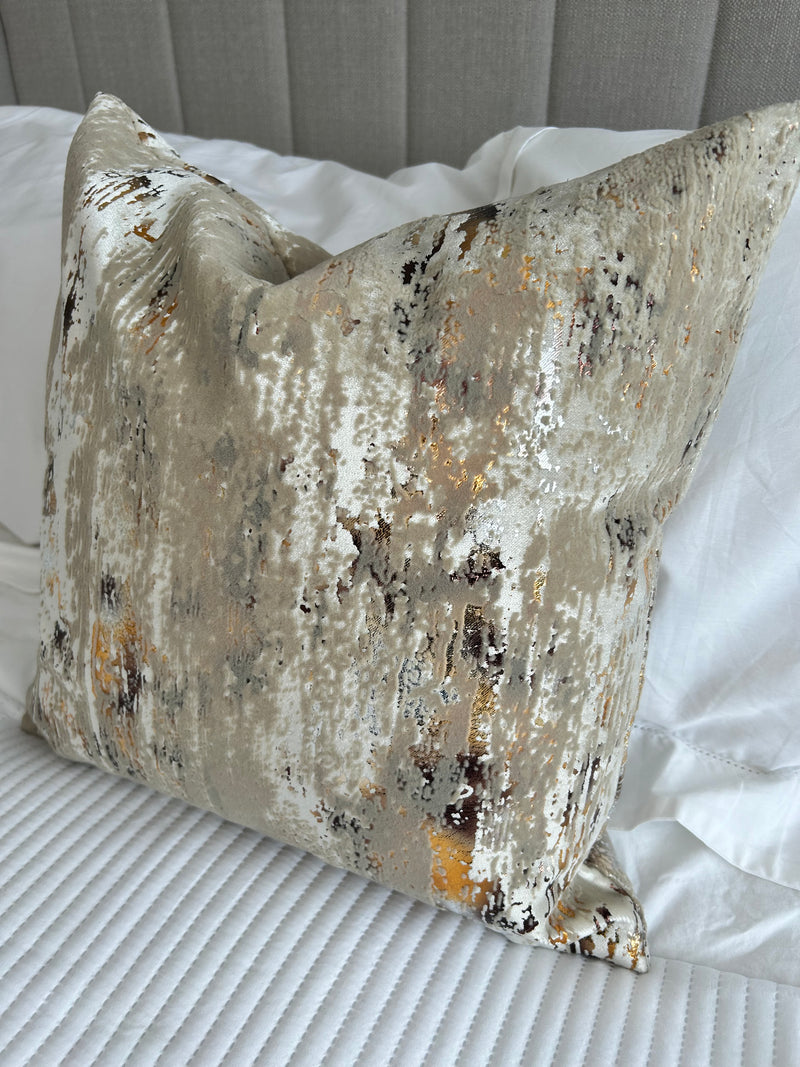 Torcello Natural Taupe Bronze Gold Feather Cushion 43x43cm