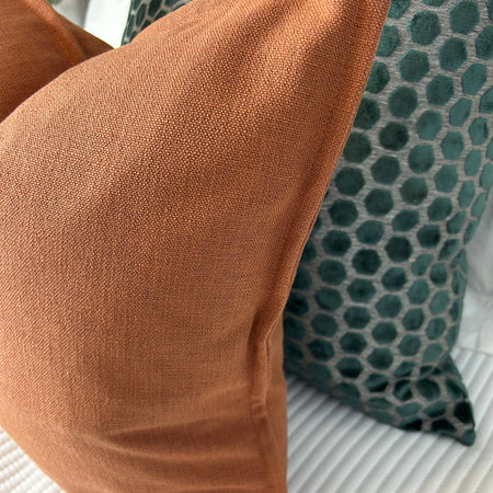 Burnt Orange Linen Mix Feather Filled luxe cushion 45cm