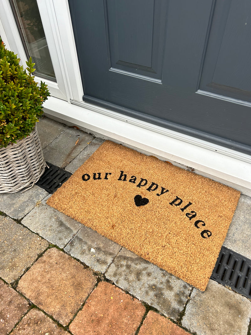 Our Happy Place Coir Door Mat rug 60x40cm