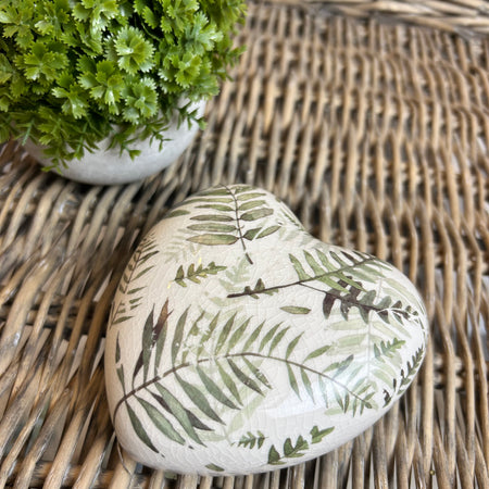 Decorative fern ceramic heart