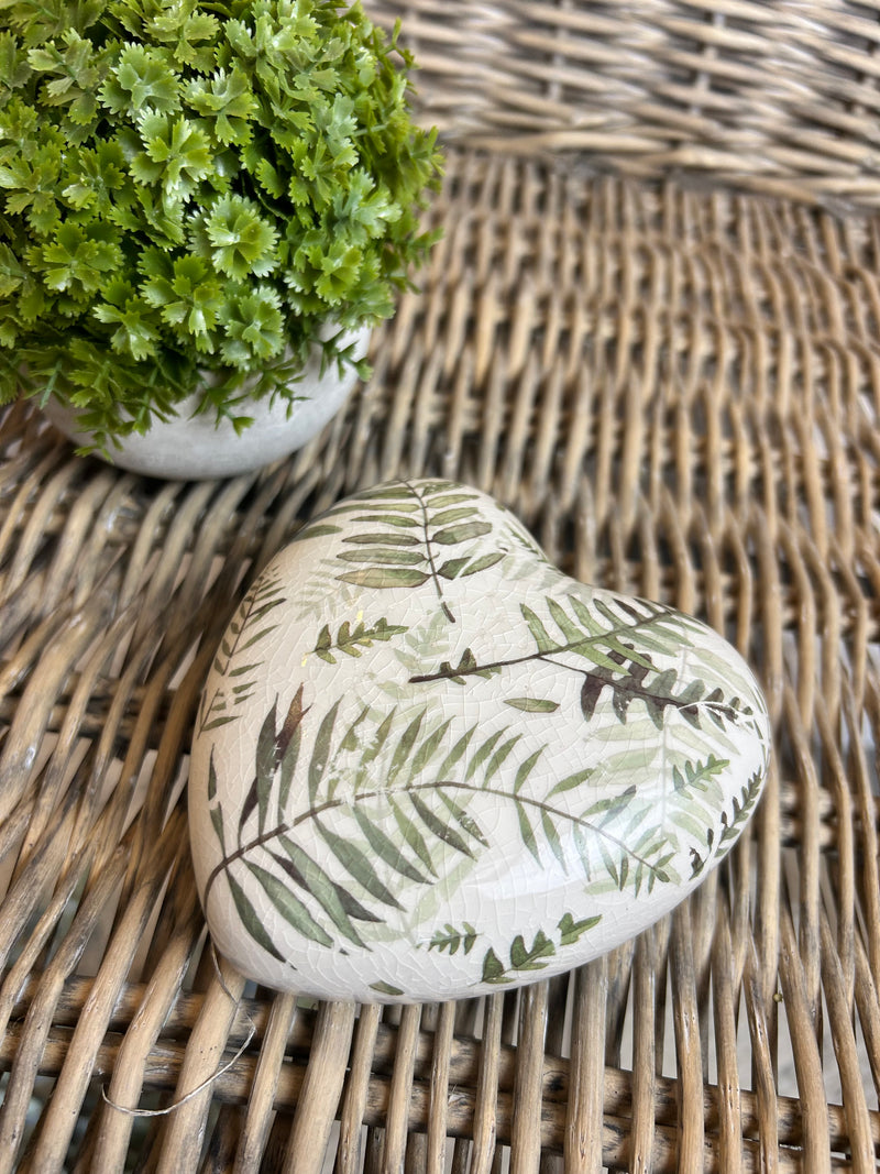 Decorative fern ceramic heart