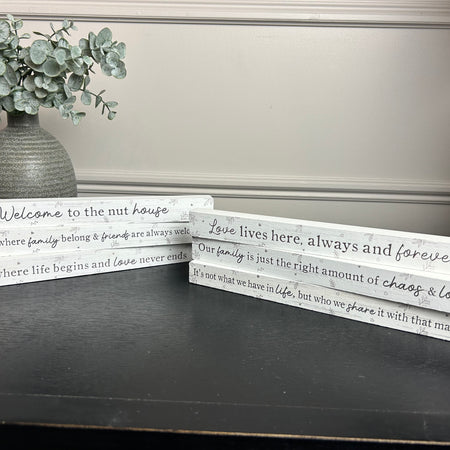 White love home family signs plaques 6 styles 25cm