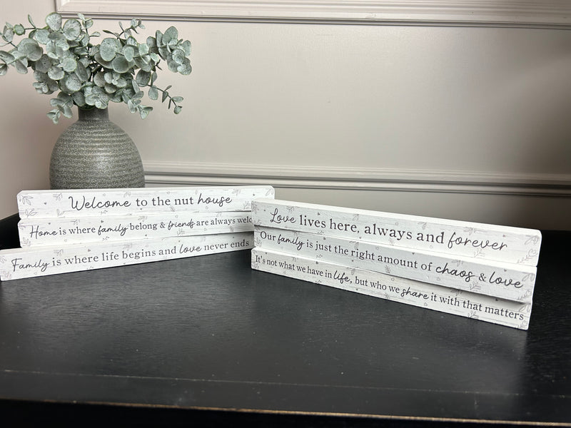 White love home family signs plaques 6 styles 25cm