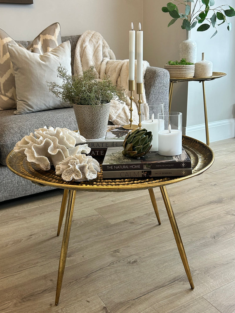 Antique Gold Embossed Round Side Table