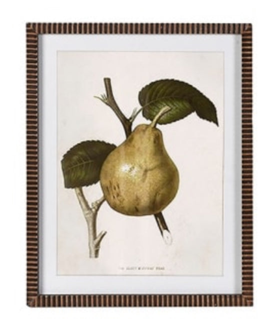 Textured brown bronze brass look Framed pear print 4 styles