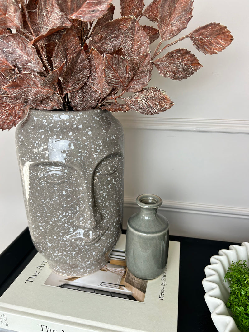 Grey speckled face ceramic vase