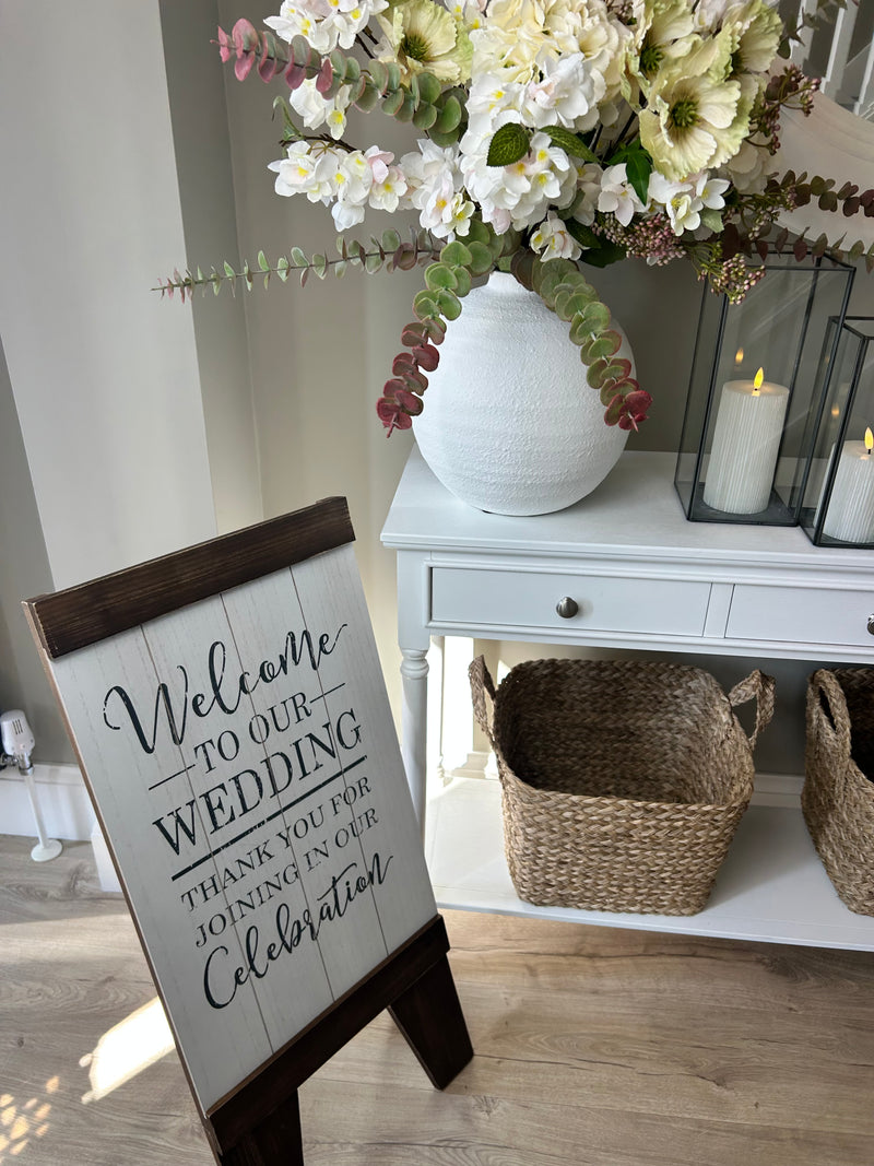 Standing Wooden A Frame ‘Welcome to our Wedding’ sign