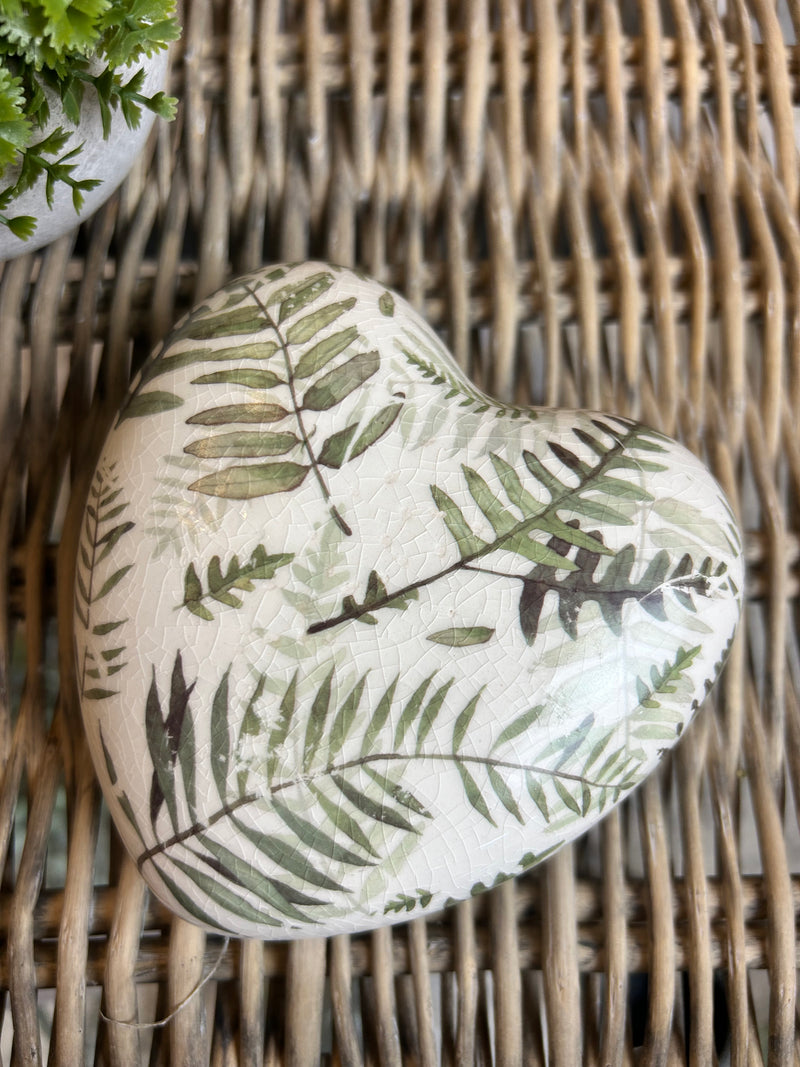 Decorative fern ceramic heart