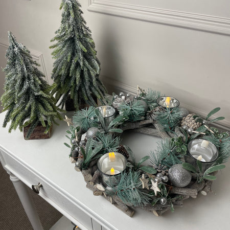 Round pinecone festive candle holder centre piece