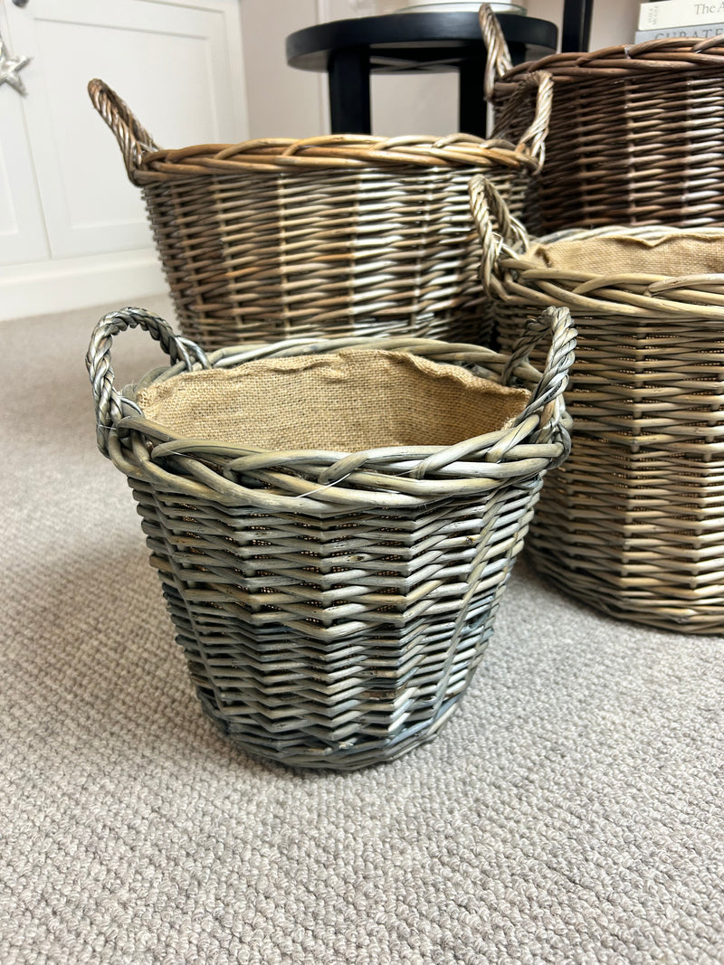 Chunky round woven lined basket 4 sizes