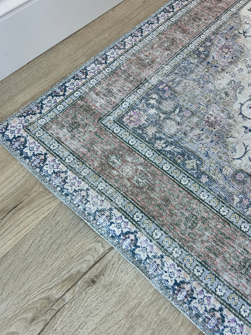 Croft Taupe Grey blue pink Printed Washable Runner rug mat Available 3 Sizes