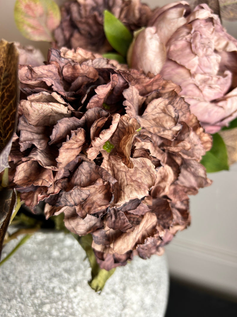 Mocha real feel ruffled hydrangea stem 52cm