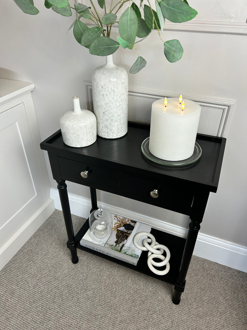 Two Drawer Black small Console 60cm