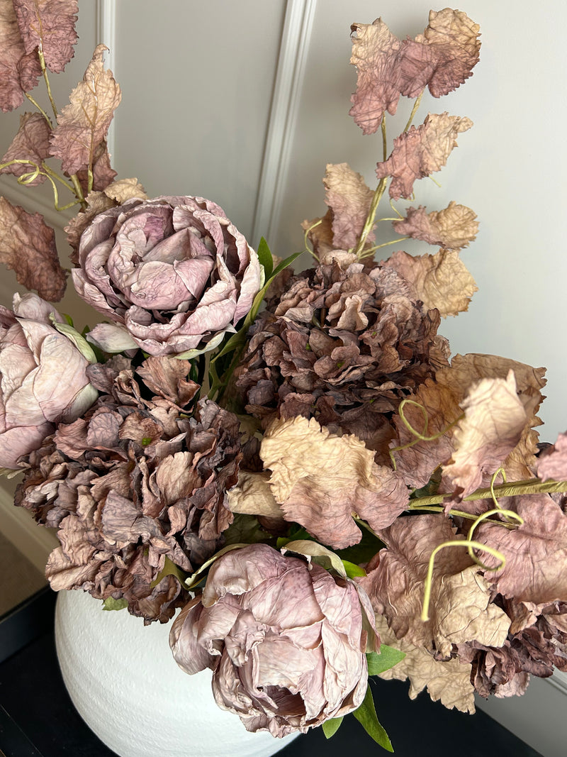 Mocha real feel ruffled hydrangea stem 52cm