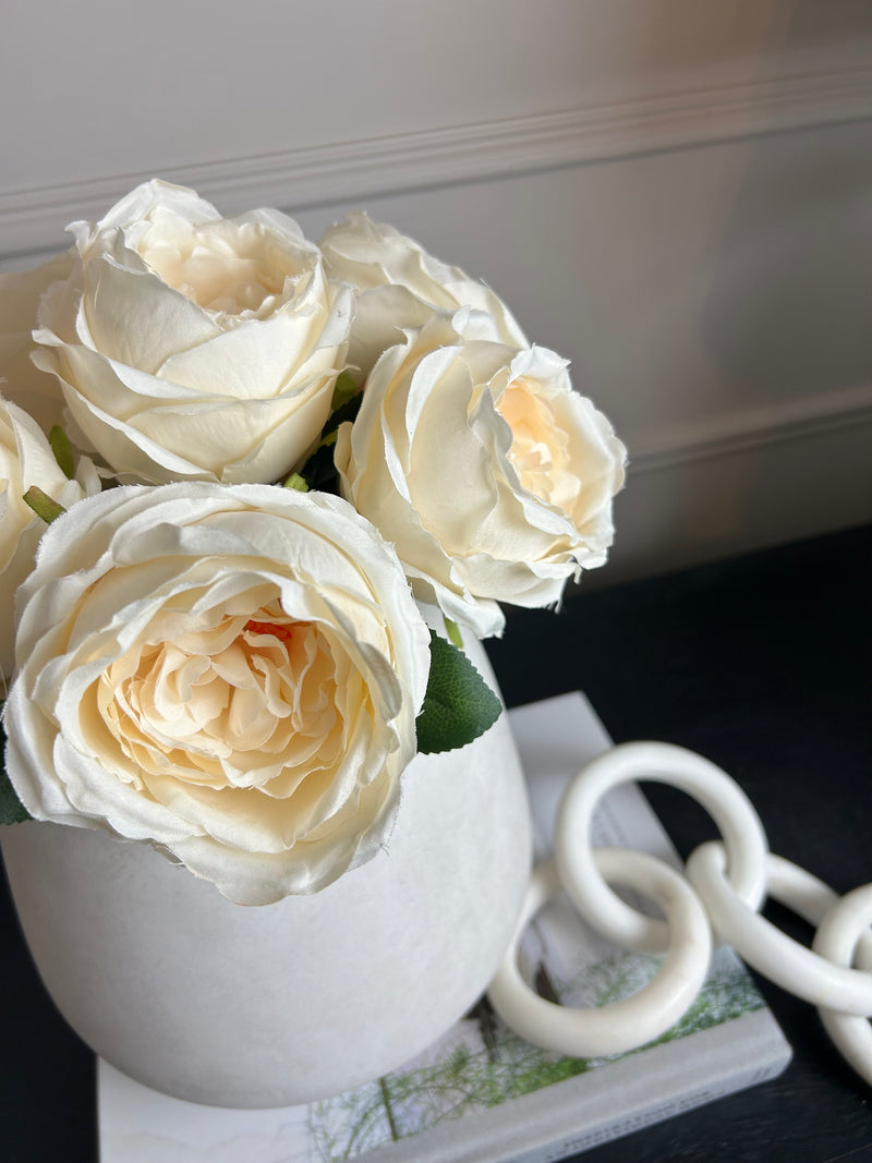 Oyster Cream Vintage peony Rose Tied Stems bouquet bunch