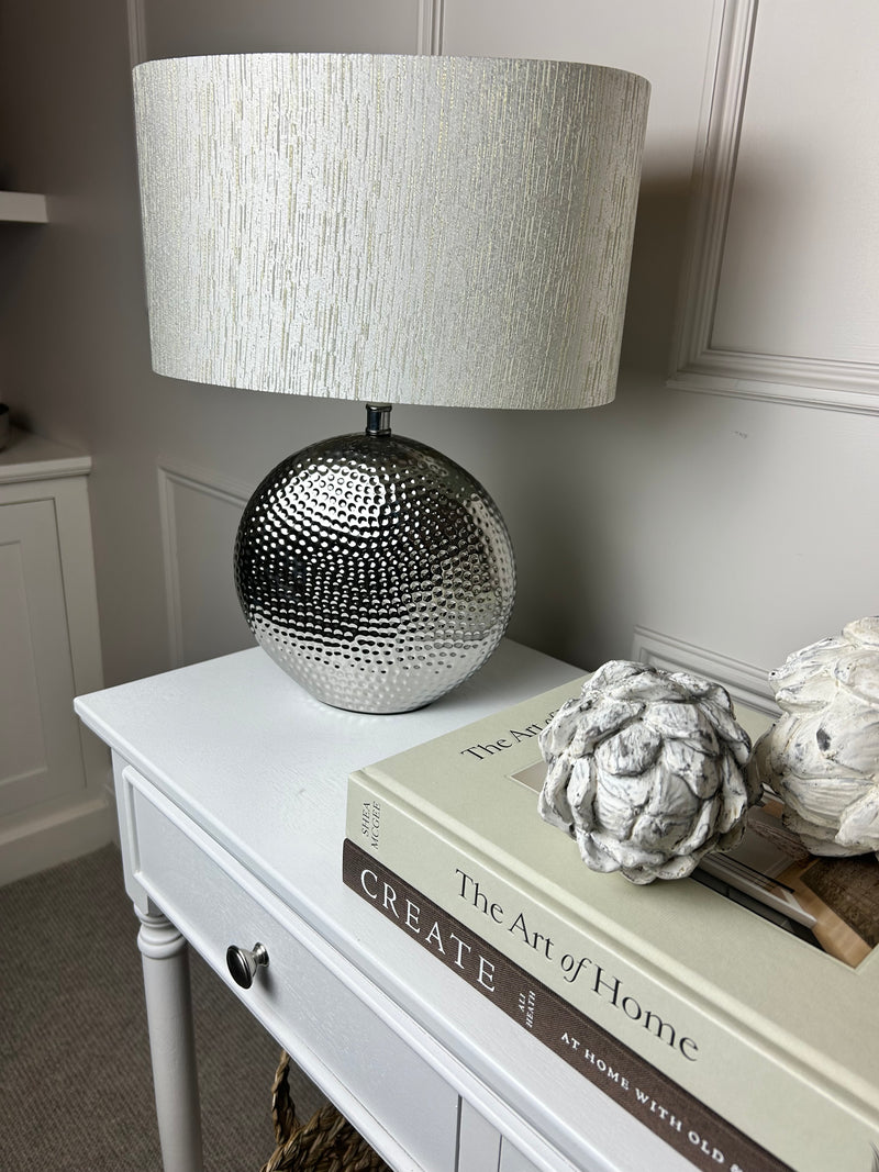 Hammered Silver Lamp with shade