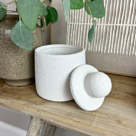 White textured lidded jar