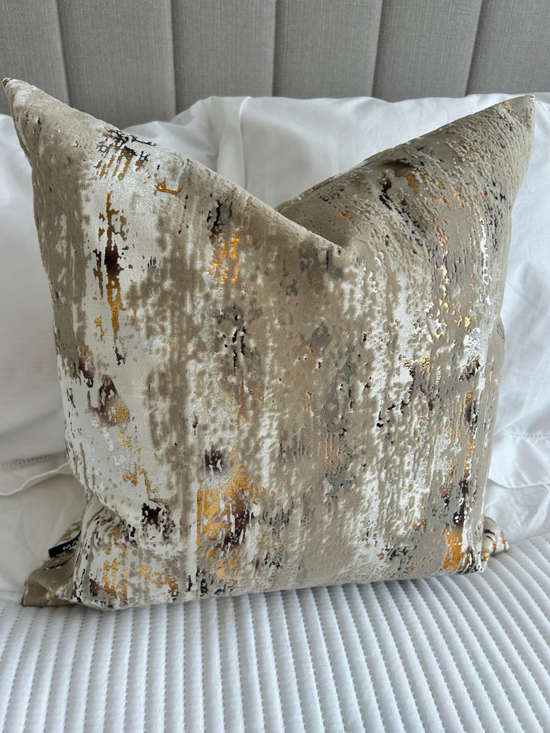 Torcello Natural Taupe Bronze Gold Feather Cushion 43x43cm