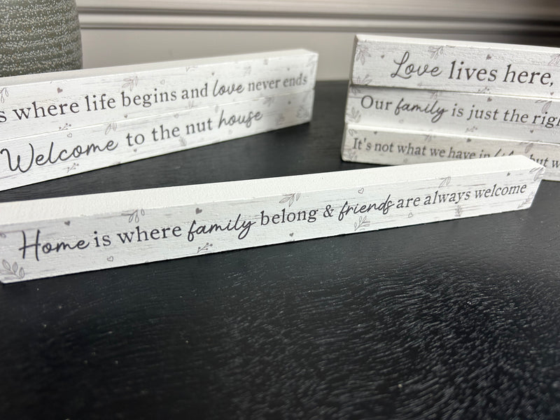 White love home family signs plaques 6 styles 25cm