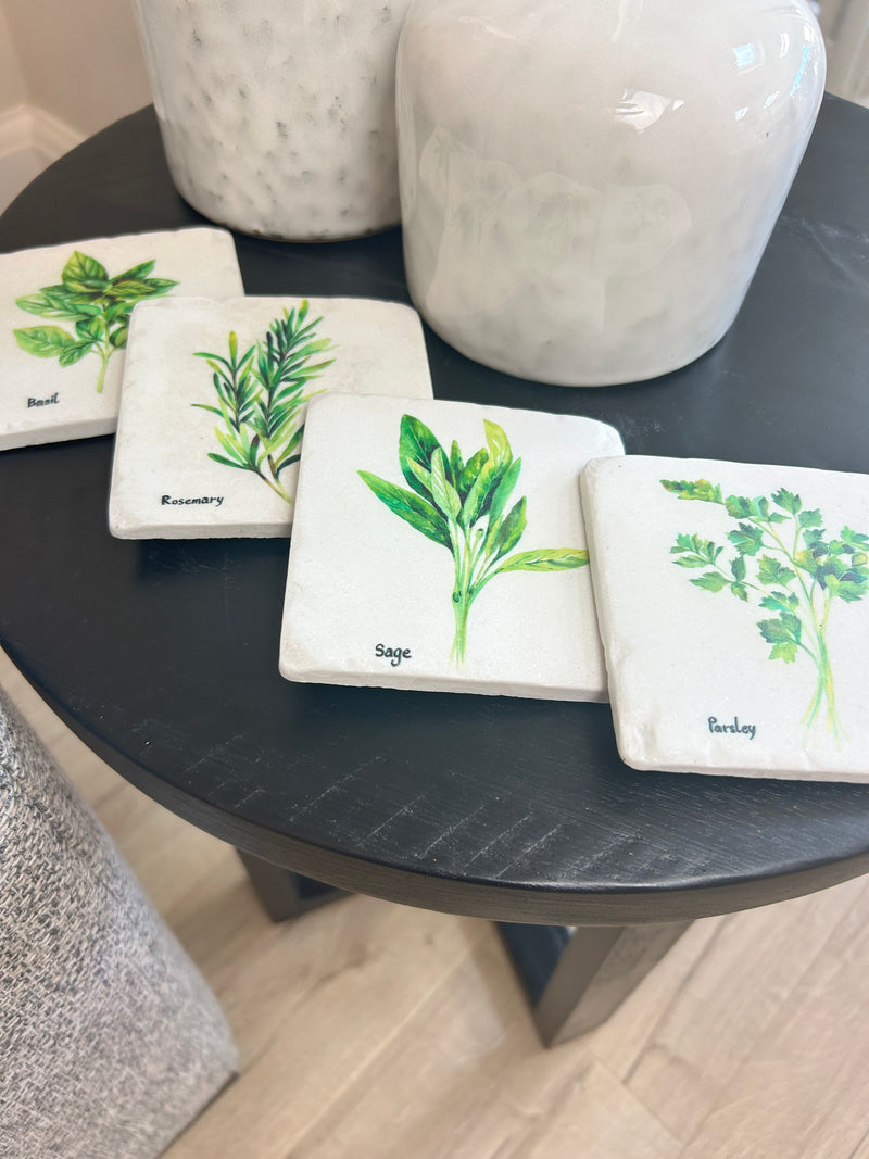 Set of 4 herb coasters