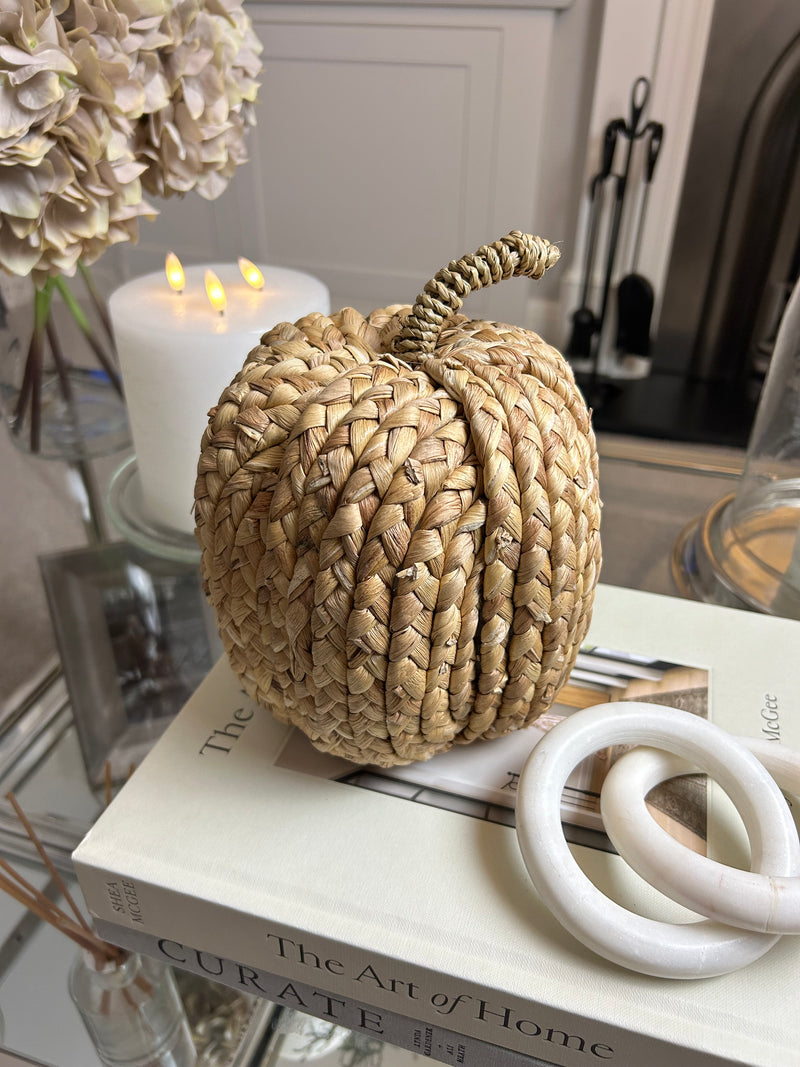 Set of two white Boucle pumpkins