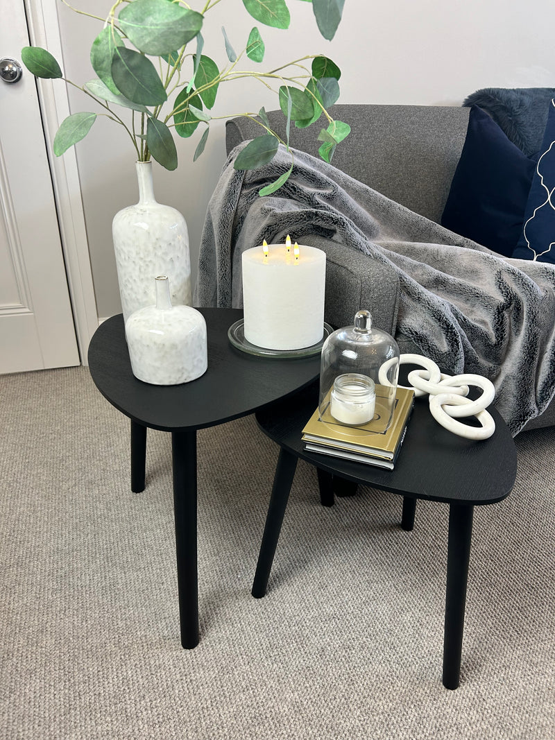 Black shaped Tripod Side Tables, 2 Sizes