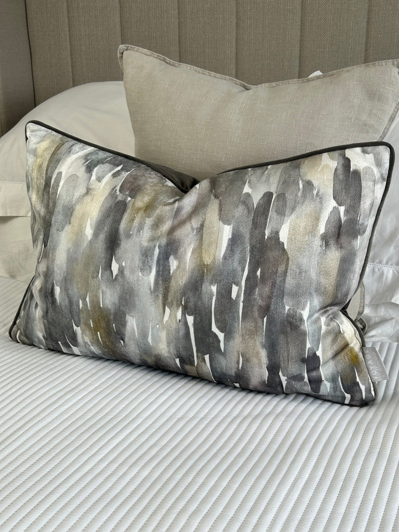 Azima Neutral Voyage Brushstroke Rectangular Feather Cushion 40x60cm