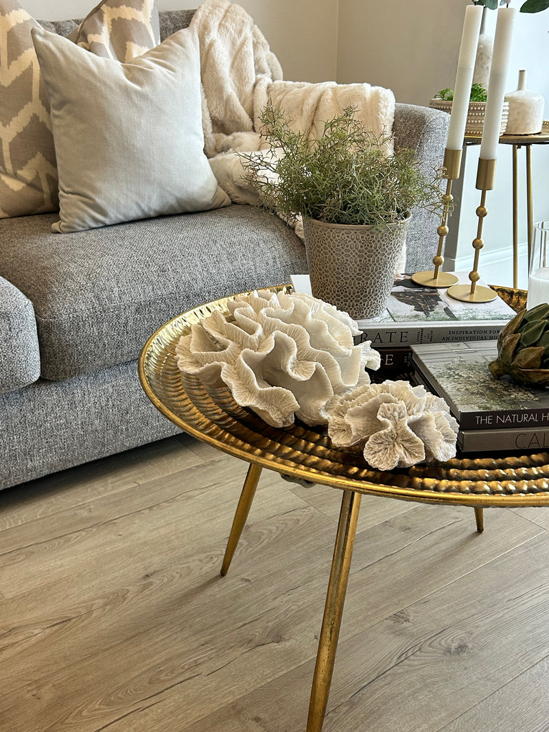 Antique Gold Embossed Round Side Table