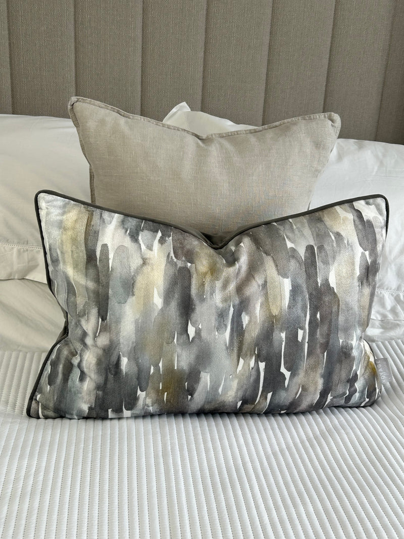 Azima Neutral Voyage Brushstroke Rectangular Feather Cushion 40x60cm