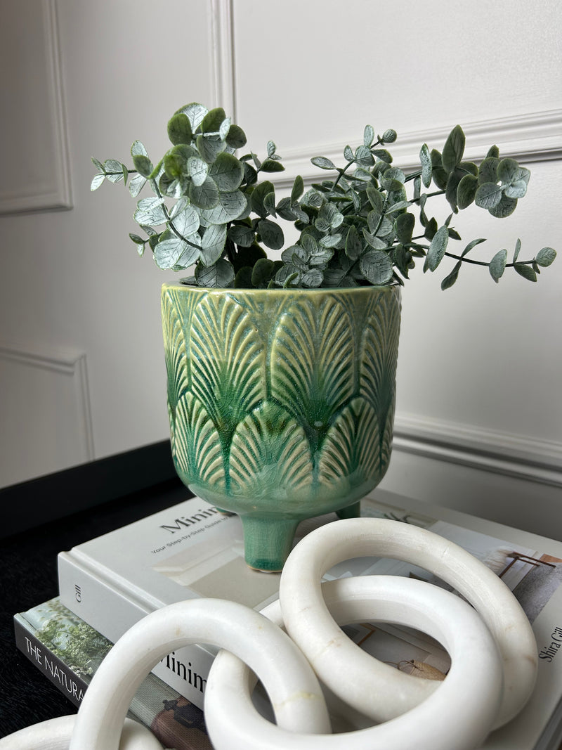 Chunky large Green Leaf Planter on legs