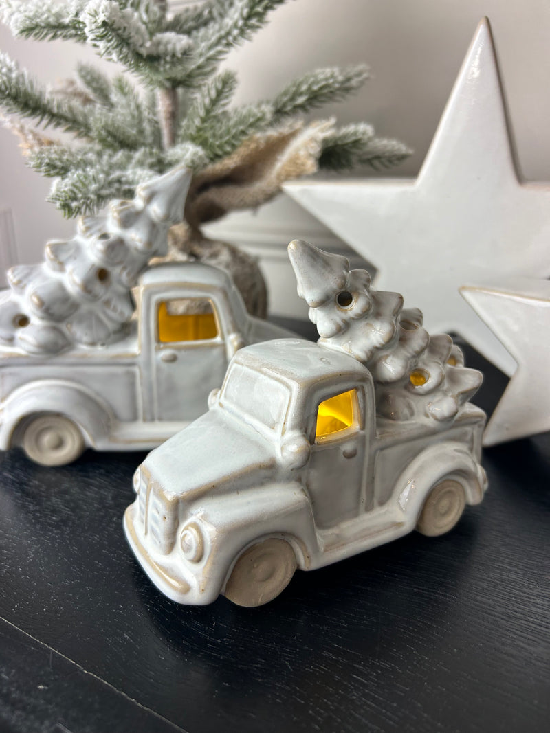 Ceramic LED white car with tree two sizes