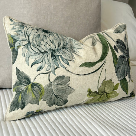 Reversible Oblong Cushion luxury floral piped 30cm x 45cm