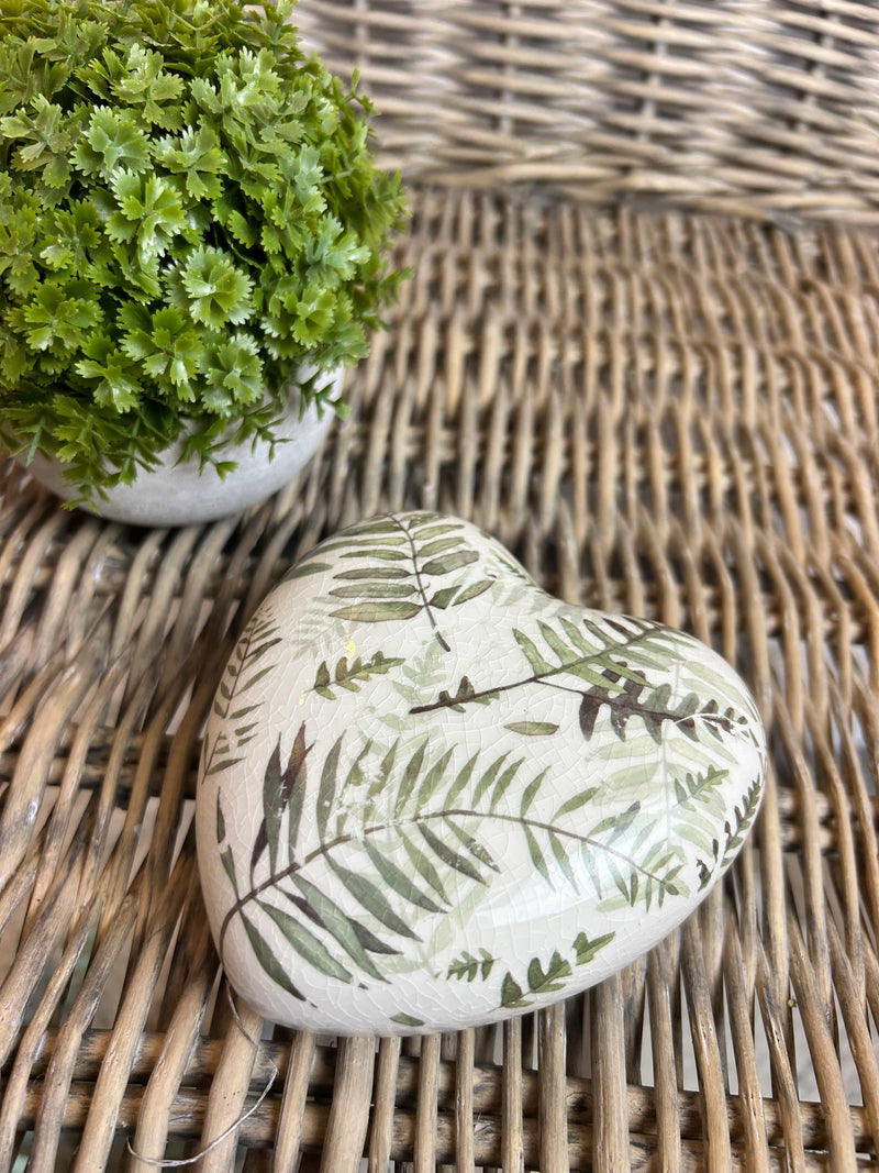 Decorative fern ceramic heart