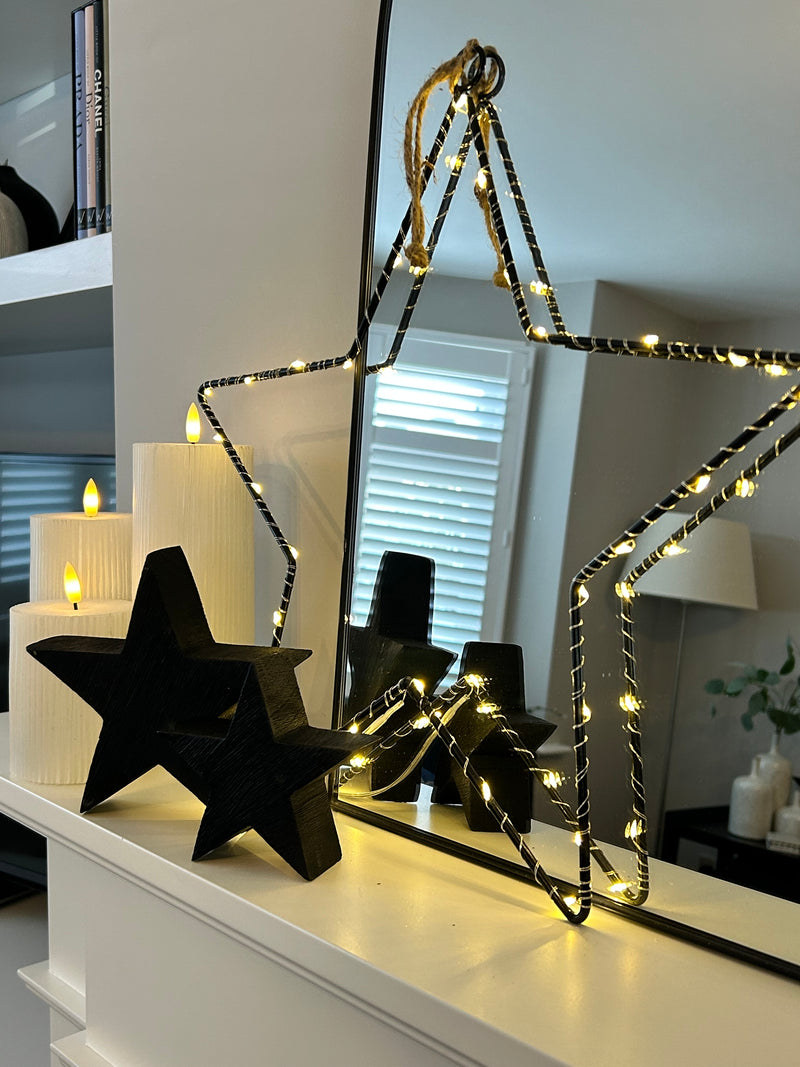 Wooden black rustic standing star 3 sizes