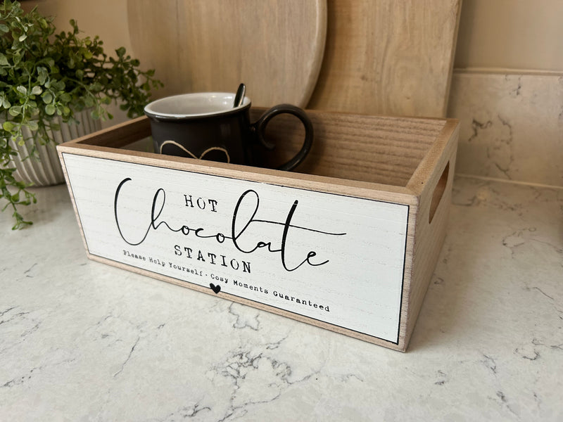 Hot chocolate station box crate