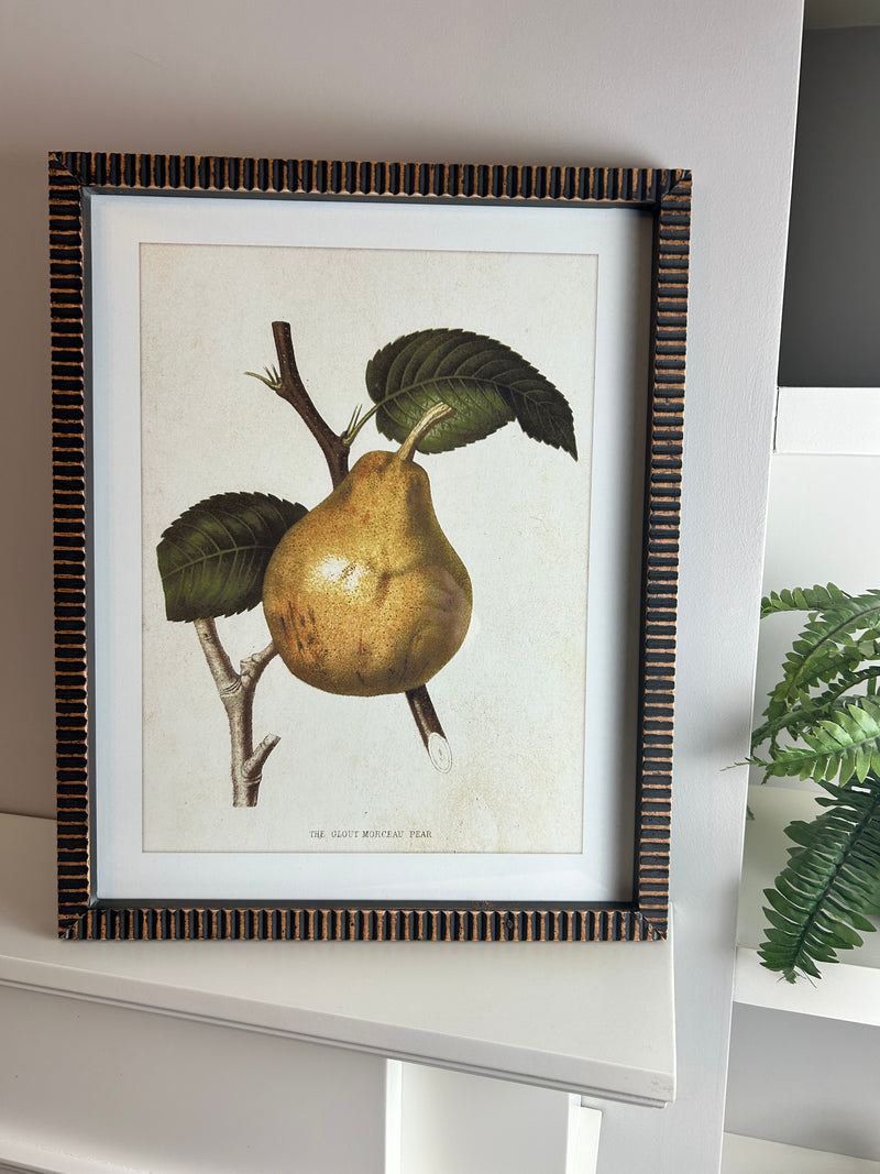 Textured brown bronze brass look Framed pear print 4 styles