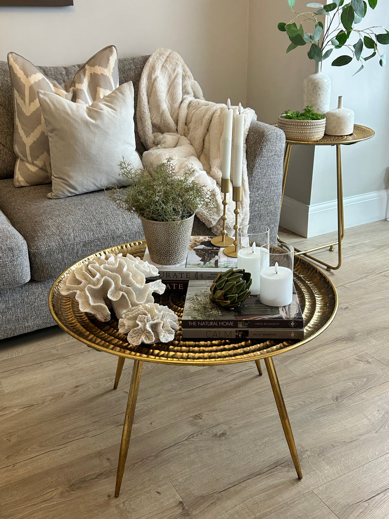 Antique Gold Embossed Round Side Table