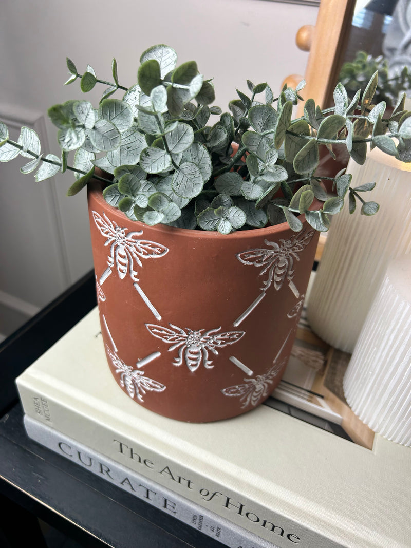 Large terracotta bee design plant pot