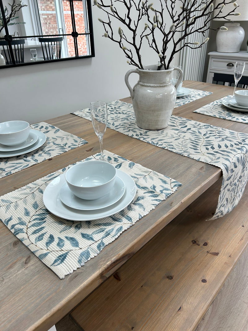 Natural Eucalyptus Print Table Runner two sizes 180cm and 230cm