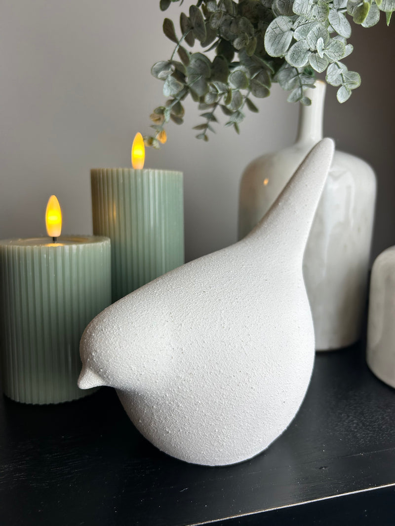 White large ceramic sparrow decoration 18cm