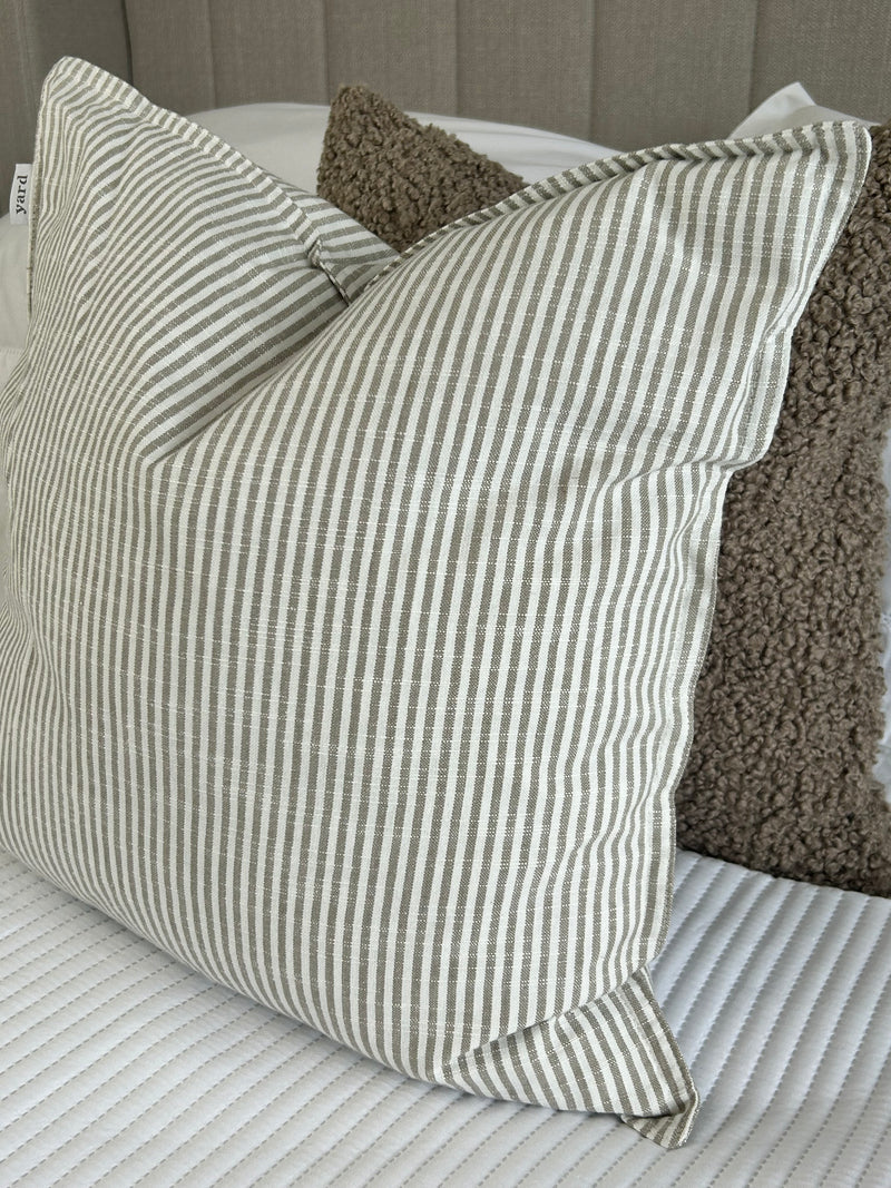 Truro Natural Stripe Feather Filled Cushion 45cm