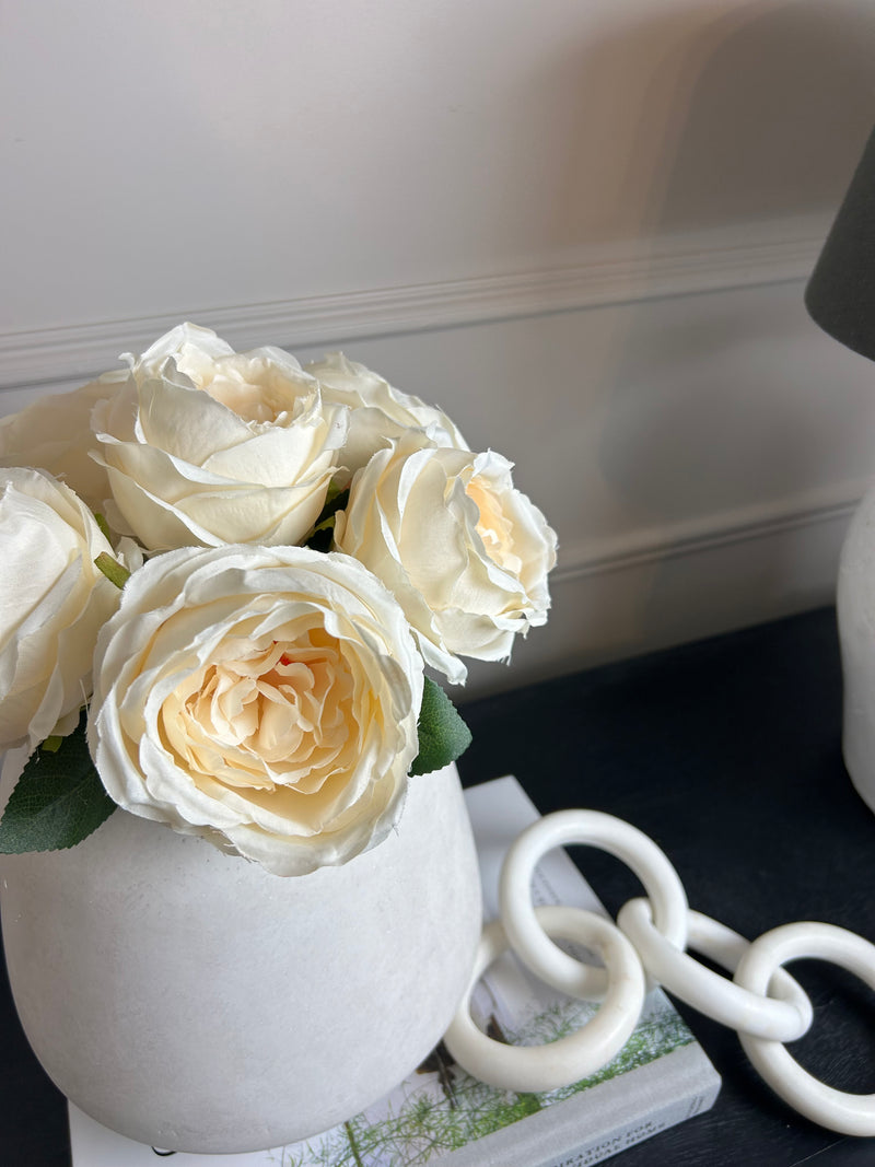 Oyster Cream Vintage peony Rose Tied Stems bouquet bunch