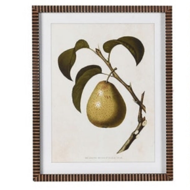 Textured brown bronze brass look Framed pear print 4 styles