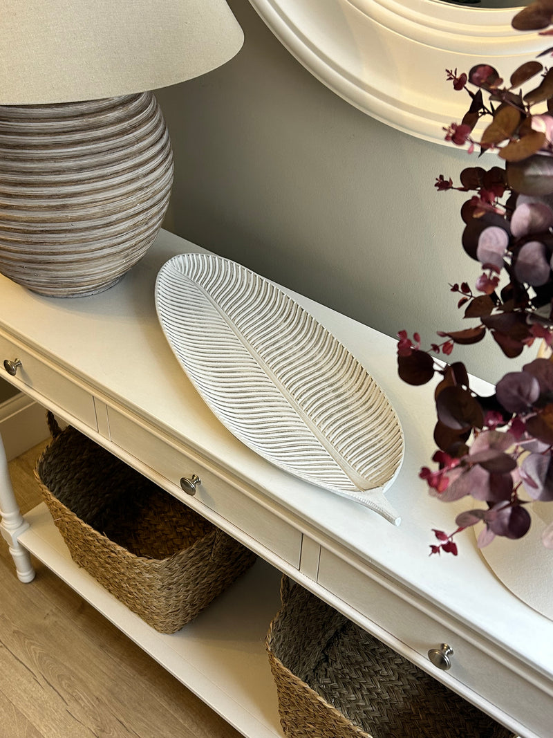 Extra Large white decorative leaf tray bowl plate dish