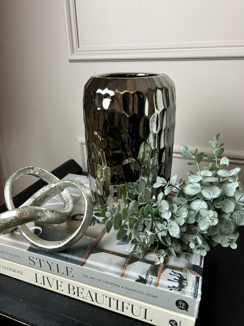 Silver Dimple Effect Glass Vase