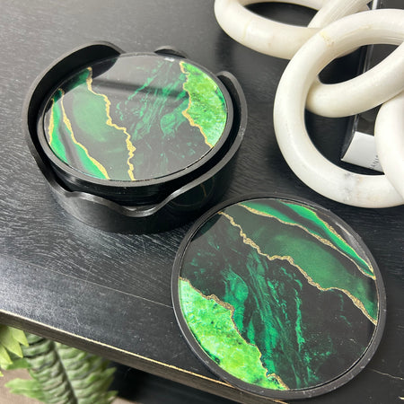 Green and black coasters